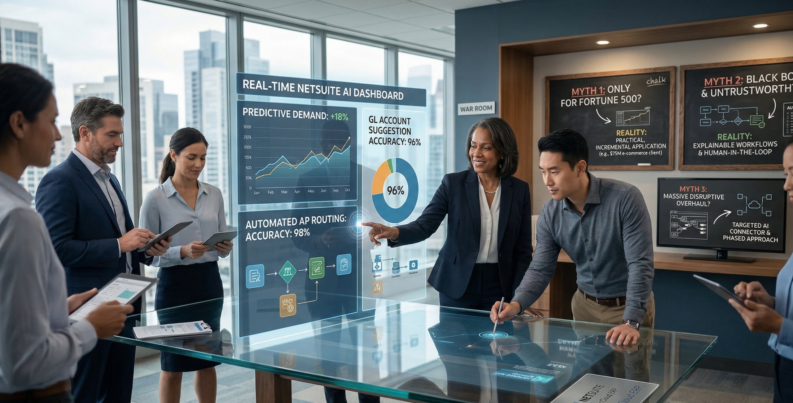 Image showing team overcoming NetSuite AI Myhts